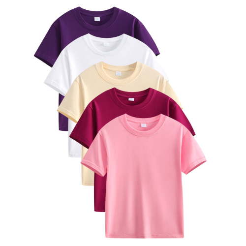 BTDECLAR 5 Pack Toddlers Girls Cotton Short-Sleeve T-Shirt Summer Toddlers Girls Solid T-Shirt with Round Neck for 2-12 Years