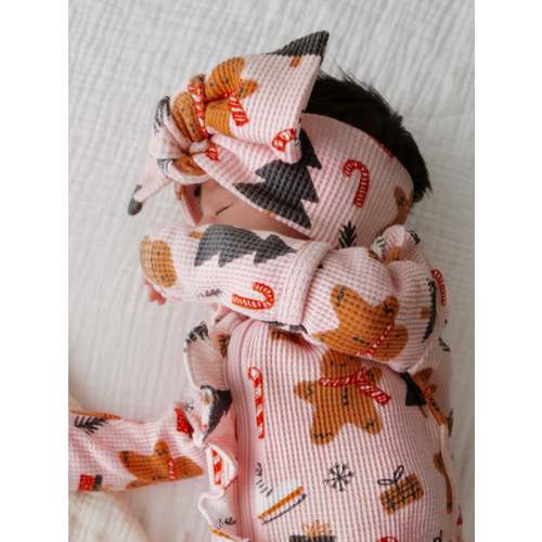 Organic Waffle Knot Bow, Gingerbread Wonderland Blush – SpearmintLOVE