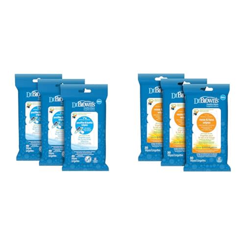 Dr. Brown's Bottle, Pacifier & Baby Wipes, Naturally Cleaning, 40 Count, 3 Pack