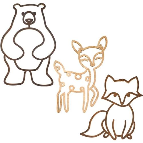 Nursery Wall Decor 3 Pieces Jungle Theme Nursery Decor Wooden Animal Wall Decor Woodland Safari Wall Decor with Glue Points for Bedroom Decor (Deer, Bear, Fox)
