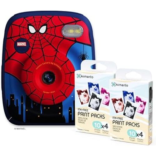 kiimento Ink-Free Instant Print Camera P2 Spider-Man + Two 40-Prink Pack