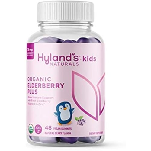 Hyland's Kids Organic Elderberry Plus Gummies, Organic Black Elderberry with ZINC and Vitamin C, Immune Support for Children, 48 Vegan Gummies