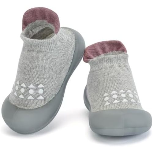 Infant Walking Shoes Baby Sock Shoes with Soft Rubber Sole, Non-Slip Toddler Slippers for boys and girls, Breathable Sneakers