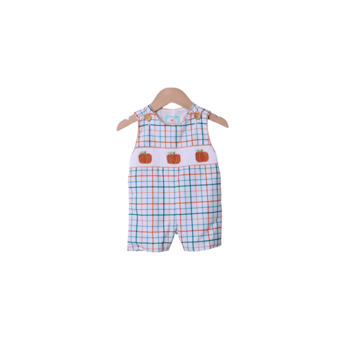 Smocked Pumpkin Fall Plaid Jon Jon