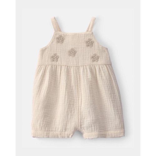 Baby Girl Flower Embroidered Romper - Ivory | Carter's