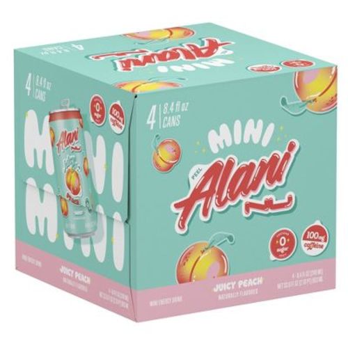 Alani Juicy Peach Energy Drink - 4pk/8.4 fl oz Cans