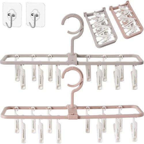 Clothes Drying Racks 2Pack Small Folding Portable Hangers with 12 Clips