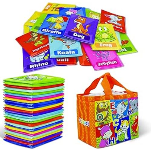 Dr.Rapeti Soft Alphabet Cards for Baby Infant Toddler Kids 26pcs ABC Alphabet Cards 26 Letters Flash Cards with Storage Bag Washable Non-Toxic Early Learning Toy Baby Bath Toy