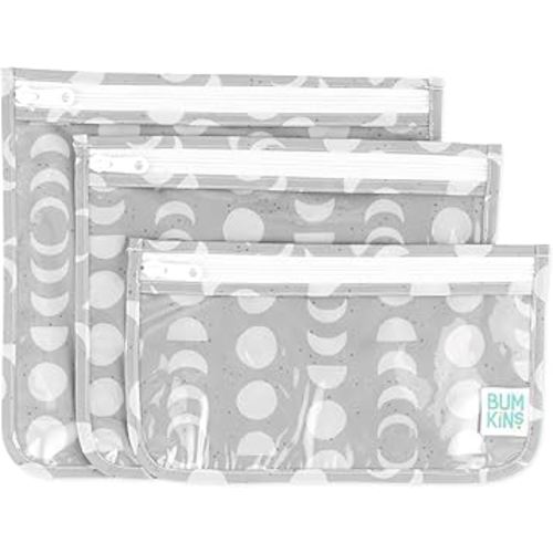 Bumkins Travel Bag, Toiletry, TSA Approved Packing Pouch, Zip Bag, Quart Size Airline Compliant, Clear-Sided, Set of 3 Sizes