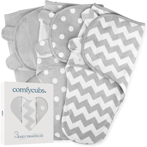 Comfy Cubs Easy Swaddle Blanket, 3 Pack - 100% Cotton Newborn Wrap, Large for 3-6 Months Infants, Breathable and Durable Sleep Sack for Babies - Rainbow Bohemian