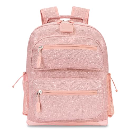 Bentgo Kids Print Durable & Water-Resistant Backpack | Lightweight 14 Backpack for School, Travel, & Daycare, Ages 4+, & Loop for Lunch Bag (Petal Pink Glitter)