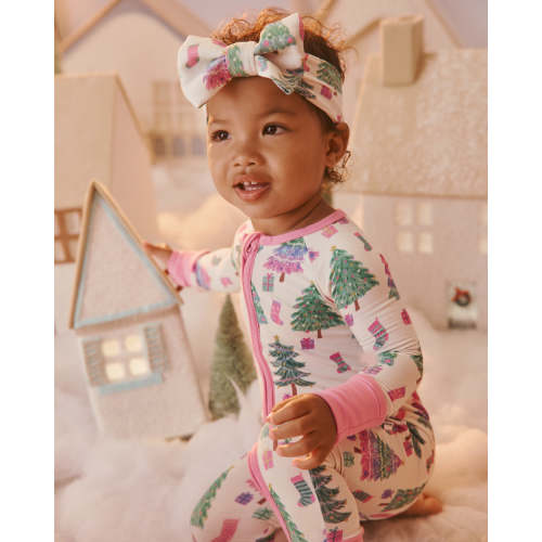 Pink Joyful Traditions Luxe Bow Headband | Little Sleepies