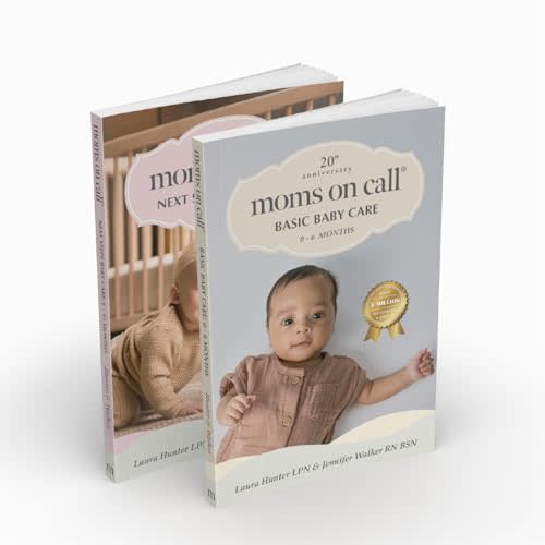 Moms on Call Baby Book Set 0-15 Months (Books 1 & 2) - Newborn Care + Baby Sleep Schedules & Feeding Routines - Baby Shower Gift - 20th Anniversary Editions