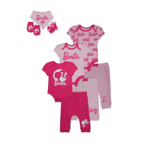 Barbie Baby Layette Shower Gift Set Bundle, 9-Piece, Sizes Newborn-12 Months