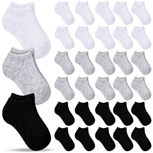 Handepo 50 Pairs Toddler Ankle Socks Low Cut Kids Crew Half Cushion Low Rise Sock Bulk for Babies Boys Girls
