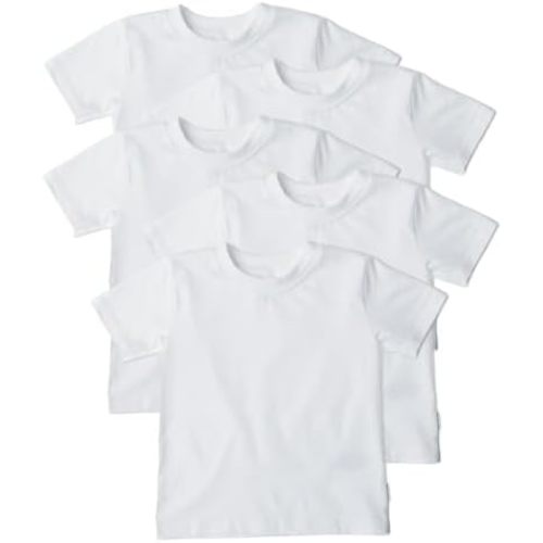 Gerber Unisex Baby Toddler 5-Pack Solid Short Sleeve T-Shirts Jersey 160 GSM Shirt, White, 3T US