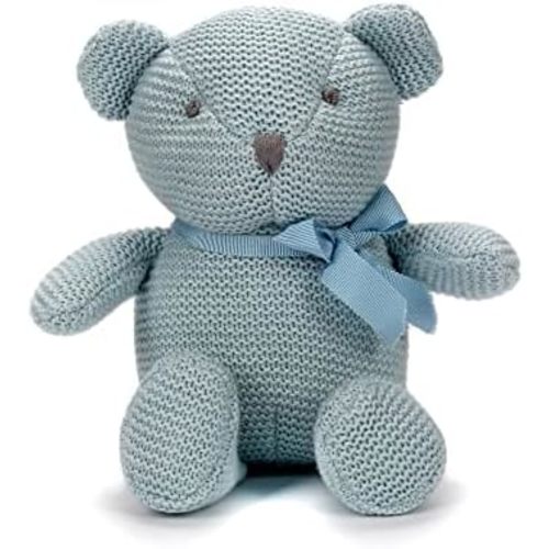 100% Organic Cotton Teddy Bear Stuffed Animal for Baby 6.5" Blue