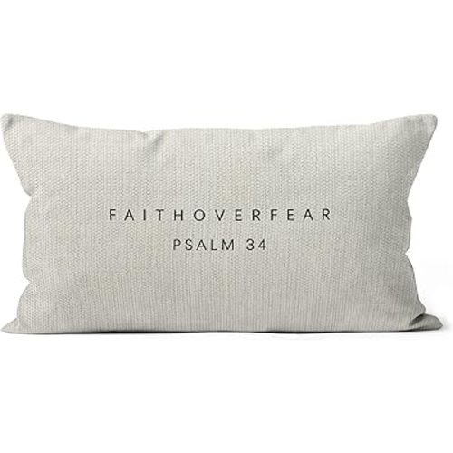 SiuSue Inspirational Christian Gifts for Women Men - Faith Over Fear Christian Pillow Covers 20x12, Bible Verse Gifts, Christian Decor, Christian Home Room Decor, Christian Pillow Cases