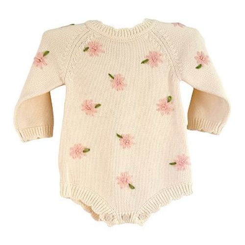 Baby Girls Ivory Spring Floral Knit Romper