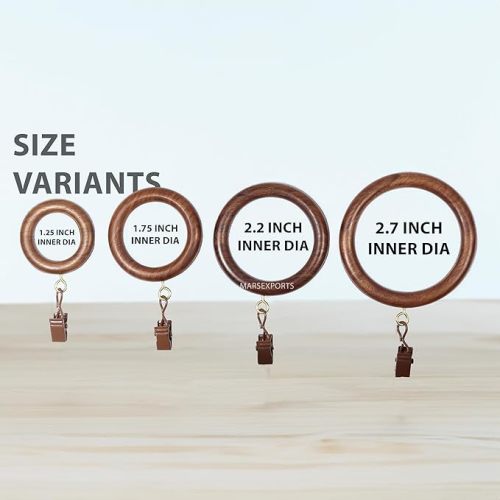 Handmade Rosewood Curtain Rings (Set of 24) | Wooden Drapery Rod Rings for 1–2" Rods | Durable, Smooth-Glide Natural Finish | Rustic & Modern Home Décor Window Treatment Accessories