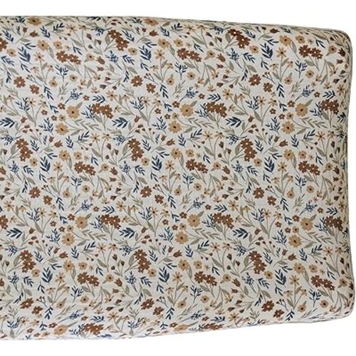 Mebie Baby Changing Pad Cover, Harvest Floral, 100% Muslin Cotton Changing Table Pad Cover for Baby Boy and Girl, Designer Nursery Decor Covers, Diaper Changing Pad Cover for Changing Station