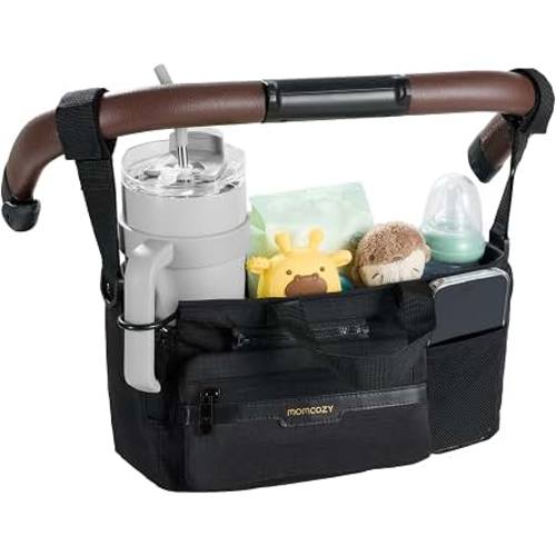 Amazon.com: Momcozy Stroller Organizer with 40 oz Tumbler Holder, Non-Slip Straps | Insulated Cup Holder, Detachable Pouch and Shoulder Strap, Large Divided Storage, Universal Fit for Most Strollers