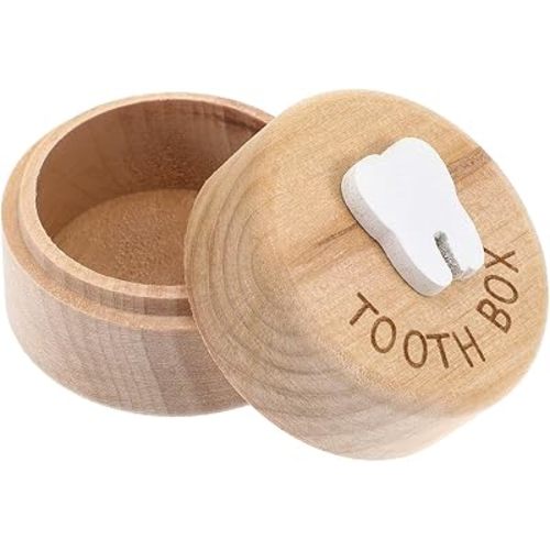 Tooth Fairy Box - Wooden Tooth Holder for Kids Teeth, Carved Lost Baby Teeth Keepsake Storage Box for Little Boys Girls First Lost Teeth and Fairy Gifts