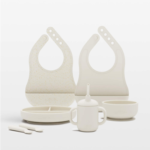 Lalo Oatmeal White First Bite Full Baby Feeding Set