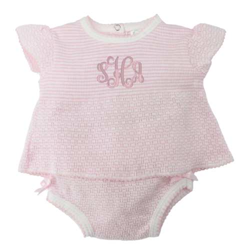 Paty Inc Baby Girls Pink Diaper Set Monogrammed Coming Home Outfit - Hiccups Children's Boutique