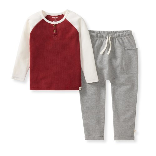 Thermal Organic Boy Tee & Pants Set - Brick Red – Burt's Bees Baby