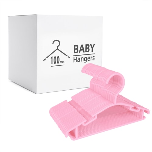 Northern Brothers Non-Slip Plastic Space-Saving Kids Closet Hangers(100 Pack,Pink)