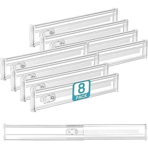 Vtopmart 2.36" Short Upgrade Drawer Dividers 12.8"-22.3" Expandable 8 Pack