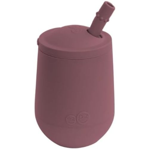 ezpz Mini Cup + Straw Training System (Mauve) - 100% Silicone Training Cup for Infants + Toddlers - Designed by a Pediatric Feeding Specialist - 12 Months+
