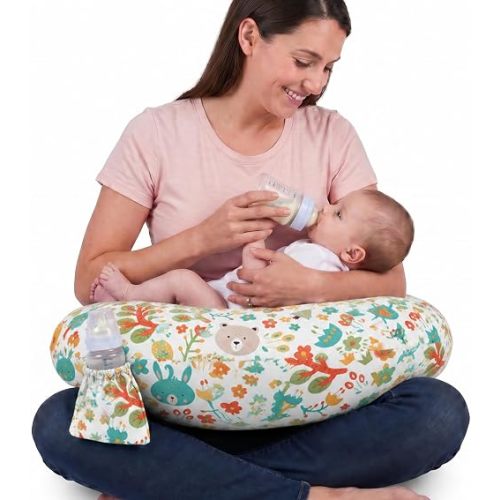 Nursing Pillow, Breastfeeding Pillow with Safety Buckle - Upgraded Design for Breastfeeding & Bottle Feeding, Large Size for Tummy Time & Sitting Support, Breathable Washable Cover