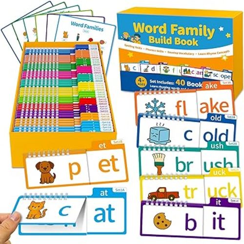 Phonics Flash Cards & Word Family Build Book Fun Kids Flip Books