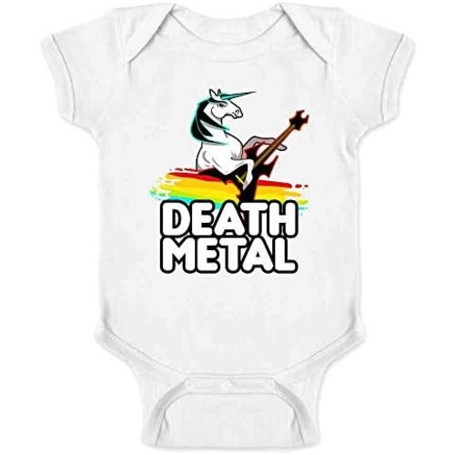 Pop Threads Death Metal Unicorn Retro Rainbow Funny Infant Baby Boy Girl Bodysuit