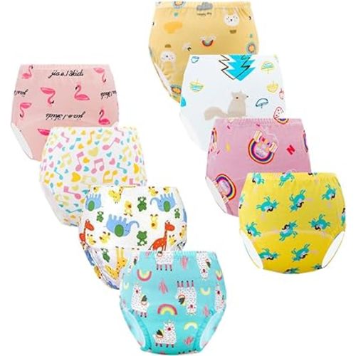 Potty Training Underwear for Girls, Toddler Learning Designs Training Pants(8 Packs, Multi-Colored, 2-3T, S)