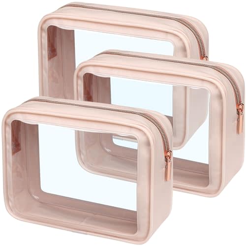 PACKISM Clear Makeup Bag Foldable - TSA Approved Toiletry Bag for Travel | Metal Zipper, Reinforced Seam, Water Resistant, Medium for Carry-on, Large for Checked Luggage, for Car Storage Organizer