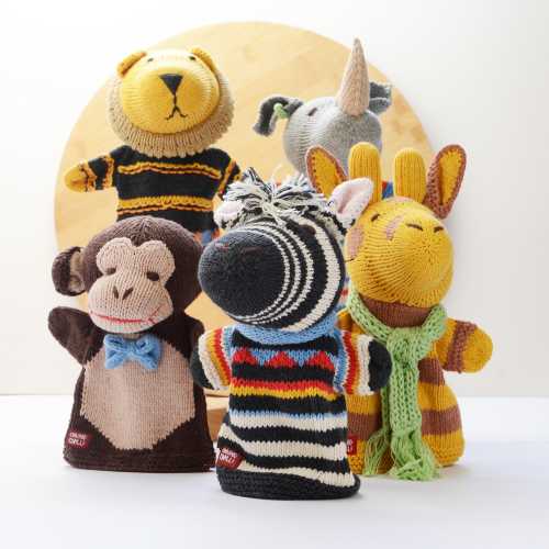 Safari Animal Hand Puppets - Hand Knitted