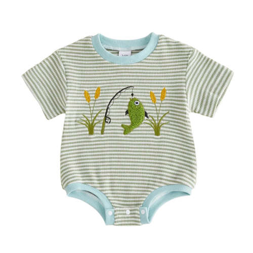 LET'S GO FISHING Striped Onesie - Hazel & Bo