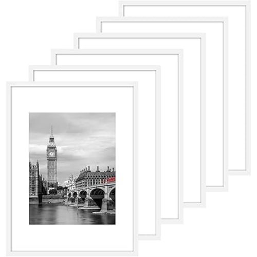 Fixwal 12x16 Poster Frame Set of 6, Gift for 2026 Graduation Father's Day, Thin Border and Light Weight Photo Frames for Wall Decor Diamond Art, White