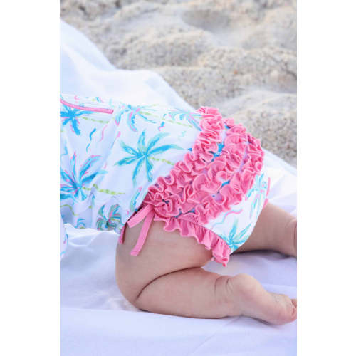 Long Sleeve Rash Guard With Ruffle Bottom | Blue Lagoon