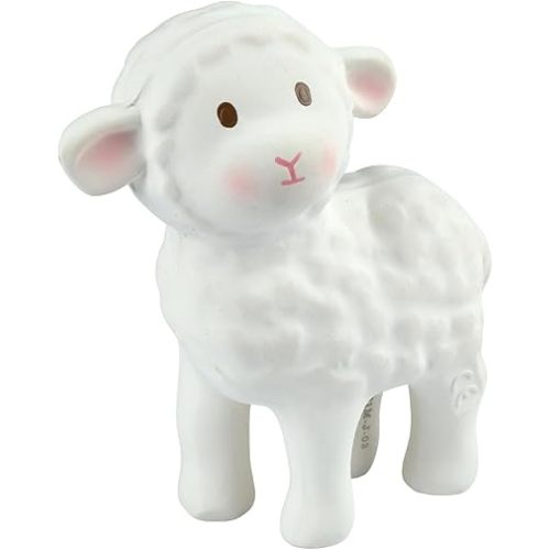 Tikiri Toys Rubber BahBah Rattle, Teether & Bath Toy, Organic Natural Rubber, Ages 6 Months & UP
