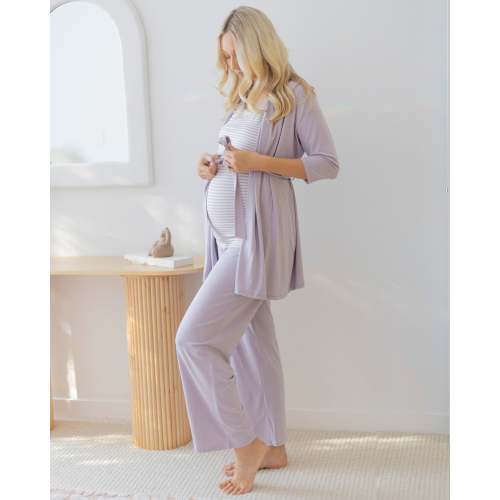 Maternity Versatile  Lavender Cardigan With Removable Belt