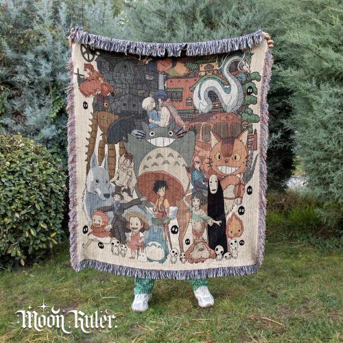 Anime Woven Blanket | Retro Anime Woven Tapestry