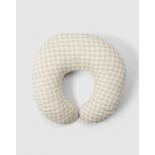 Linen Nursing Pillow - Dove Grey Gingham