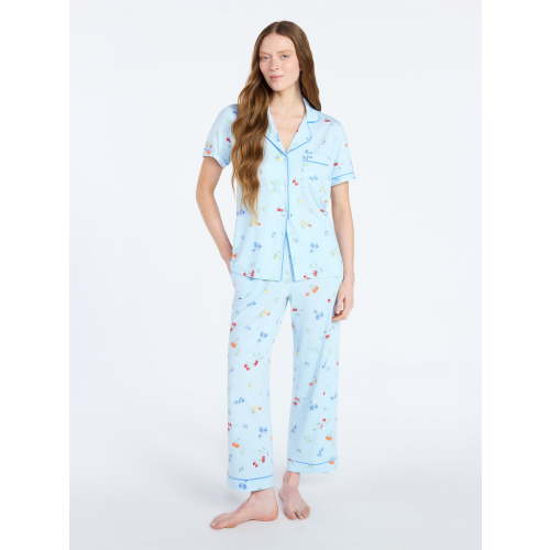 Joyspun Women's Dreamy Soft Collection Notch Collar Top and Capri Pants Pajama Set, 2-Piece, Sizes XS-3X