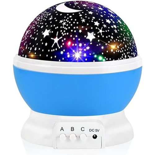 RICTLY Night Light for Kids, Kids Night Light Nebula 360 Degree Rotation - 4 LED Bulbs 12 Light Color Star Projector Changing with USB Cable, Romantic Gifts for Men Women Children