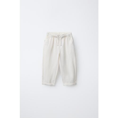 FLOWY LINEN BLEND PANTS - Ecru | ZARA United States