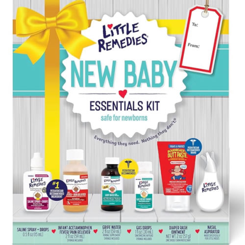 Little Remedies, New Baby Essentials Kit, 6 Newborn Essentials, Saline Nasal Spray, Gas Relief Drops, Gripe Water, Fever Reliever, & Diaper Ointment